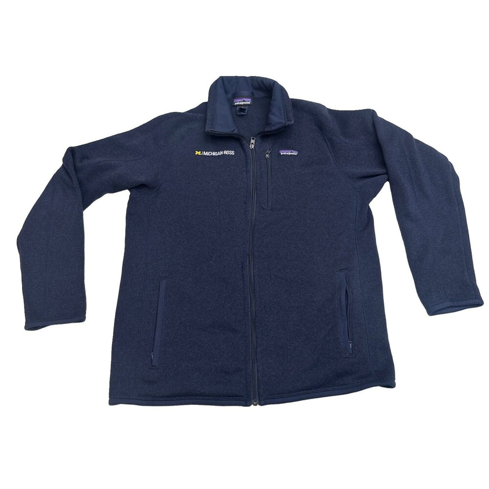 Patagonia Men’s Sweater Navy Full Zip Size Large Michigan University Ross U Of M